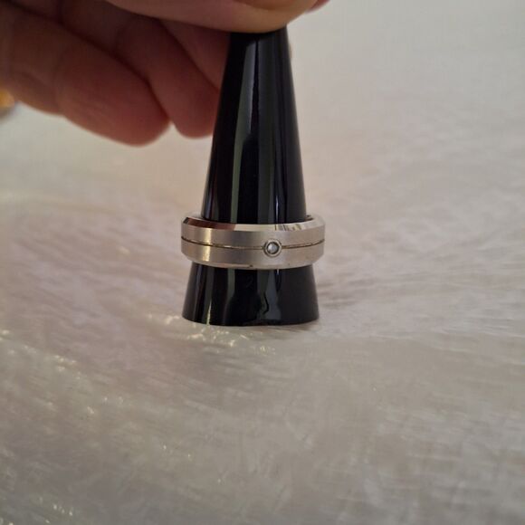 A Triton Men's Ring Tungsten Carbide Steel Wedding Band Silver Tone Size 10 - Picture 3 of 9